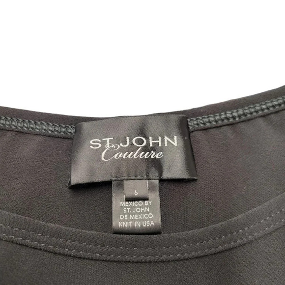 St. John Couture Sequin Zip  Shoulder Top Size 6 Black - Picture 4 of 6